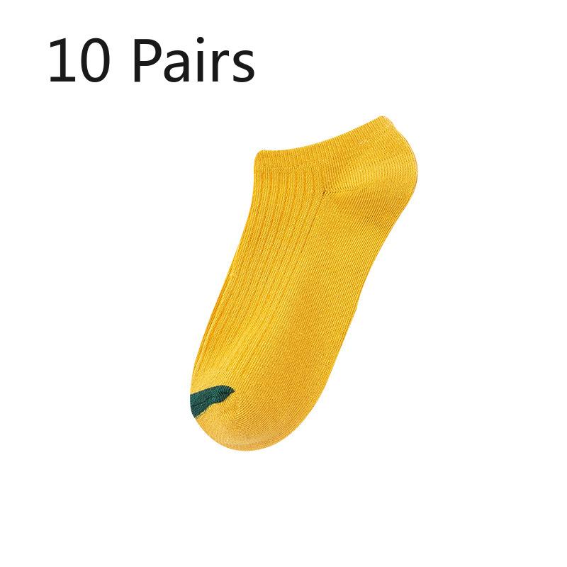 10 Pairs of Women Spring and Autumn Shallow Mouth Invisible Perspirant Breathable Boat Socks