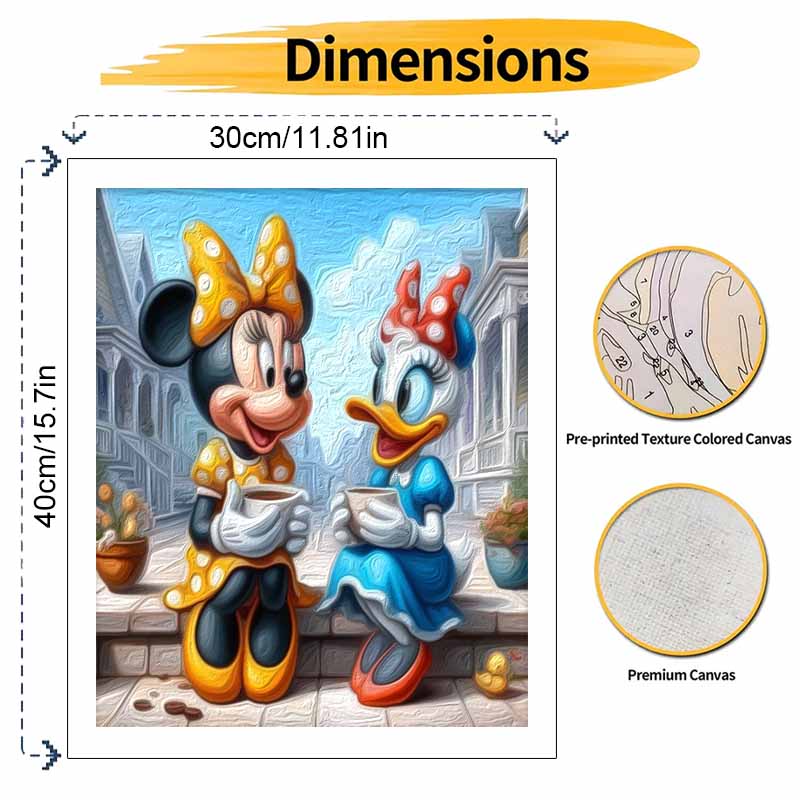Disney Minnie Daisy Coffee Oil Paint Hand Painting Kit Decoration Classic Style Home Decor Art Craft Wall Hanging DIY Painting Gift