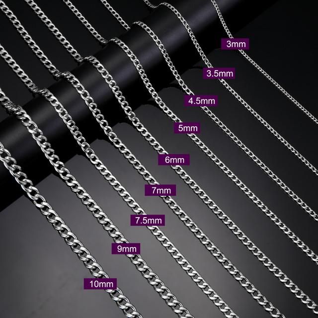 Teamer Cuban Chain Necklace for Men Women Basic Punk Stainless Steel Curb Link Chain Chokers Gold Color Men's Necklaces Jewelry