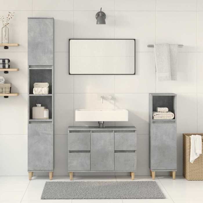 VidaXL Set of Bathroom Furniture 3 Pcs Concrete Grey 3324949
