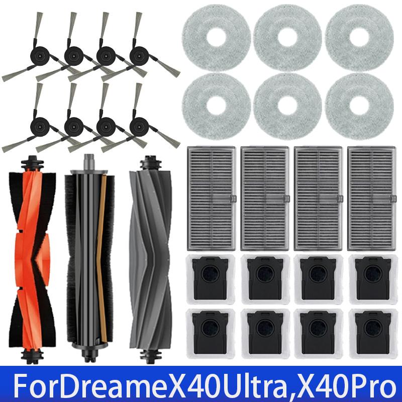 For  Dreame L40 Ultra / X40 Ultra Robot Vacuum Accessories Dust Bags Mop Main Side Brushes Cloths HEPA Filters Spare Parts