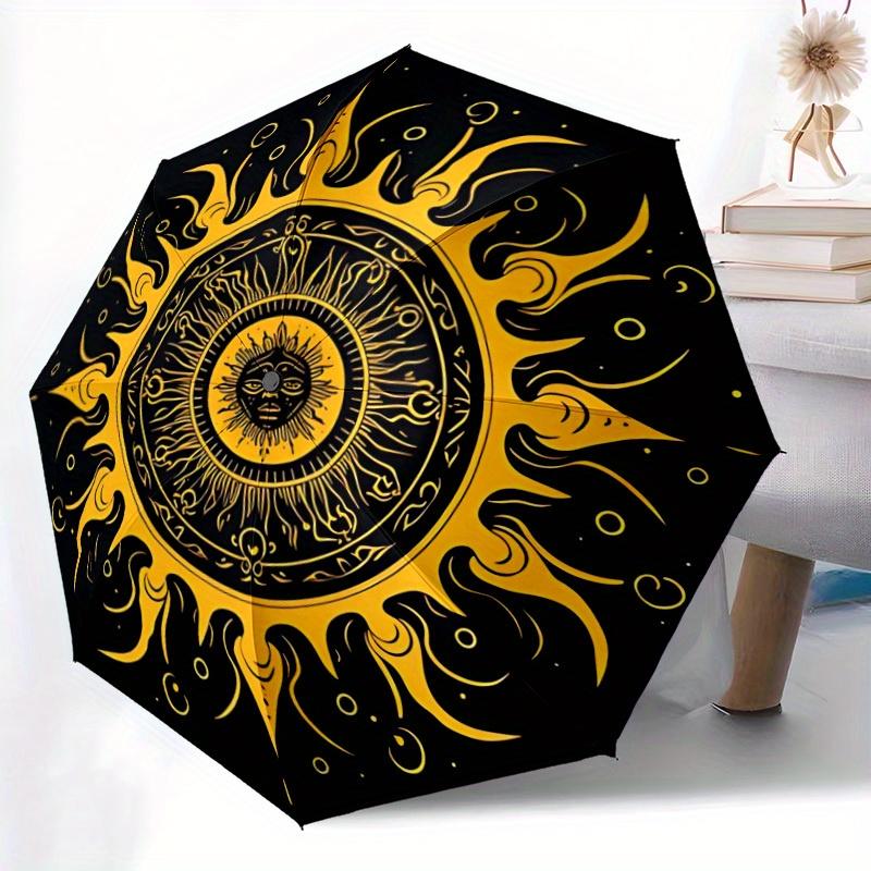 1pc Sun Mandala Automatic Umbrella - 8-Rib Foldable Design, Outdoor Adventures, and Family Celebrations Yy250829077