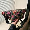 Chinese Style Northeast Big Flower Vintage Crossbody Bag Women Street Fashion Chest Bag Floral Pattern Sport Casual Fanny Pack