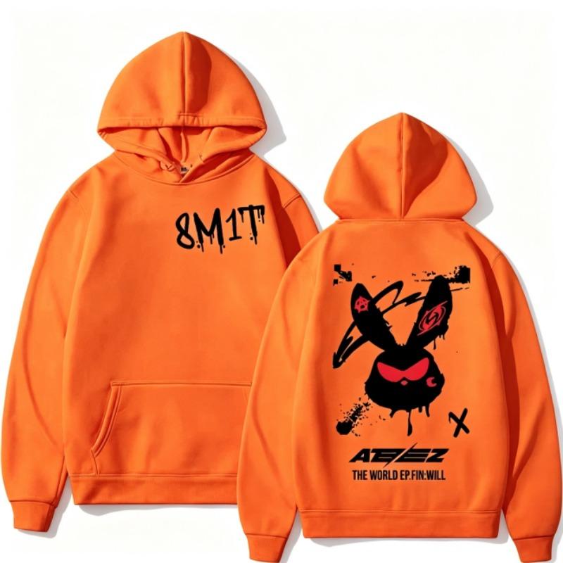 Autumn Men's Women's Hoodies Ateez 8M1T Printing Unisex Fashion Pullover Long Sleeves Loose Casual Vintage Sweatshirts