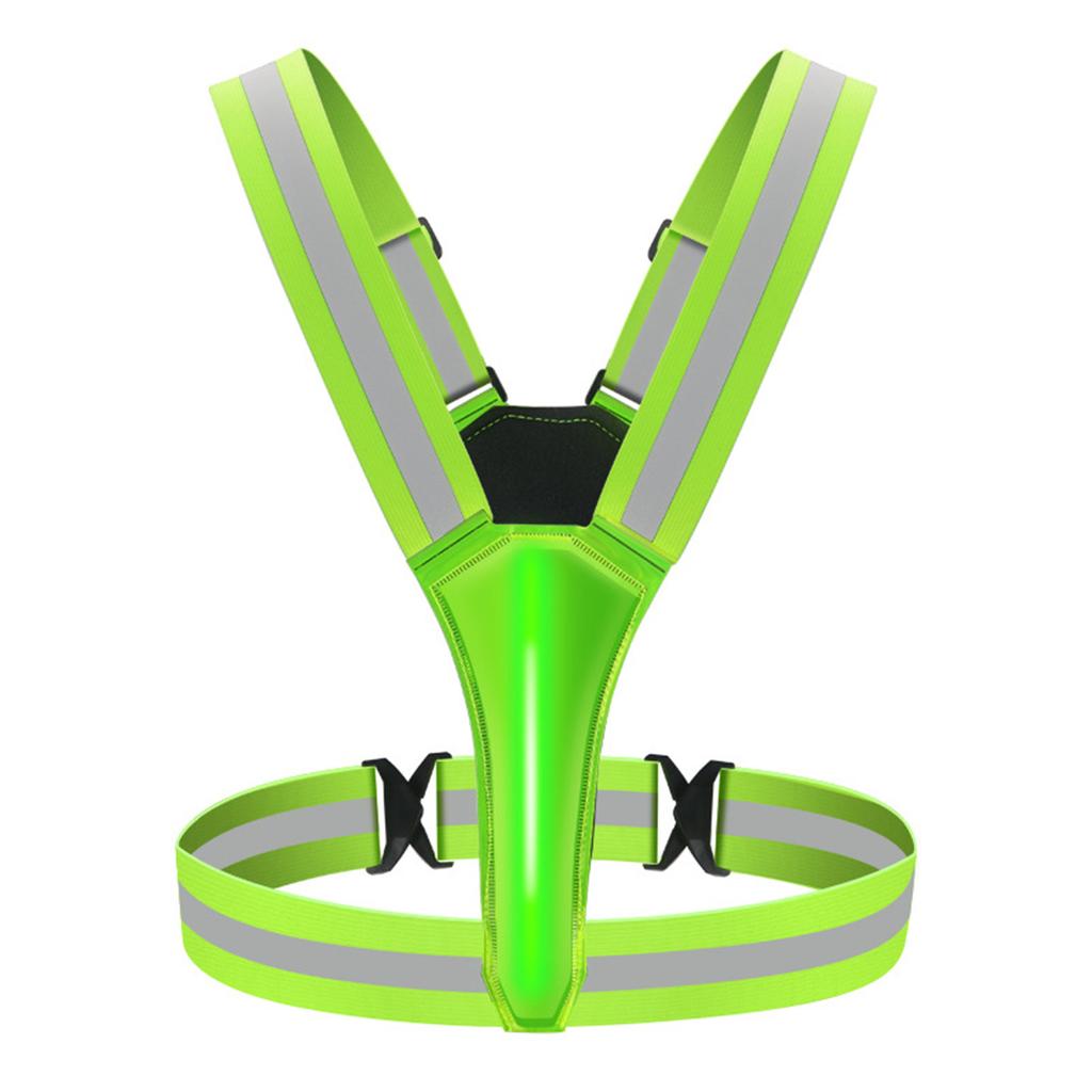 Led Reflective Running Vest Light with Strap High Visibility Up to 300m Elastic Fabric for Adults Kids