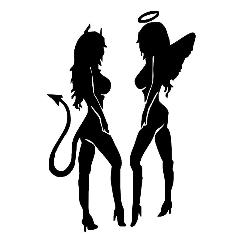 Sexy Angel & Devil Car Stickers - Waterproof, Decorative Bumper & Glass Decals