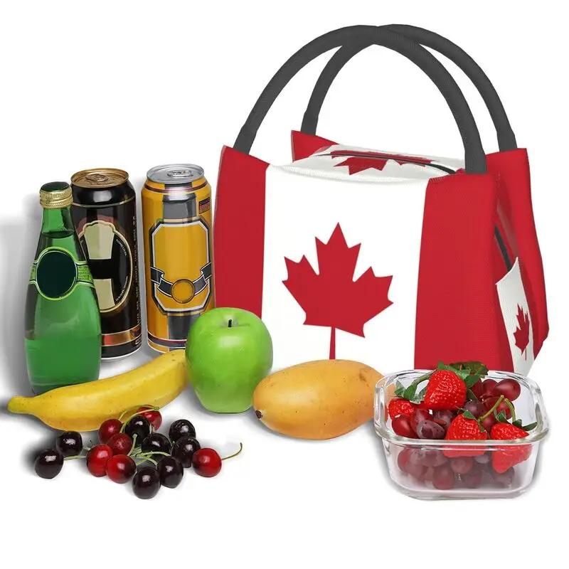Flag Of Canada Insulated Lunch Bags for Women Portable Patriotism Cooler Thermal Lunch Box Office Picnic Travel