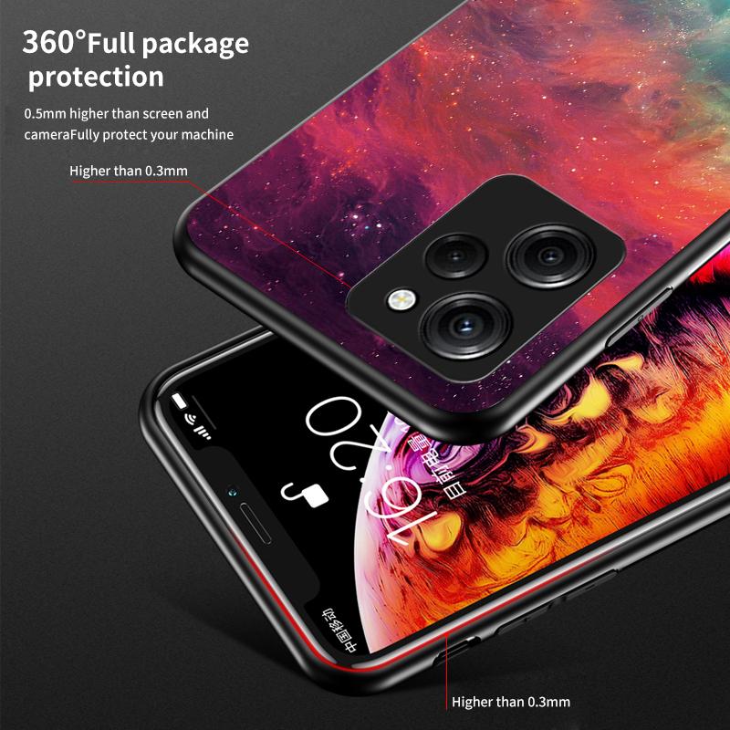 For Xiaomi Poco X5 Pro 5G/Redmi Note 12 Pro Speed 5G Cell Phone Case Tempered Glass+PC+TPU Starry Sky Pattern Phone Cover
