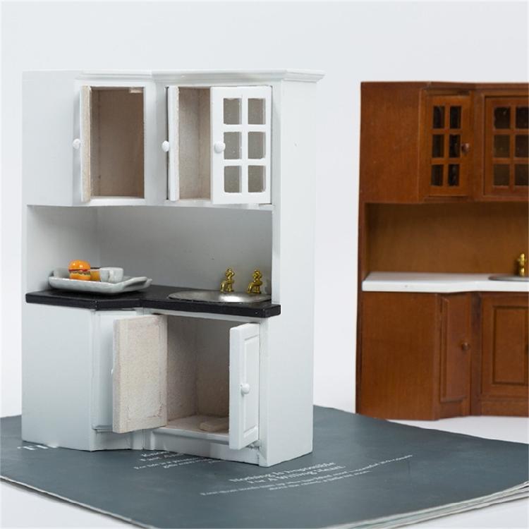 Realistic Miniature Kitchen Cabinet 1/12 Dollhouses Wood Furniture for Craft Model Project Decoration Room Scene Display