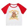 Kids' Summer Color Block Two-Piece Set: Casual T-shirt & Shorts