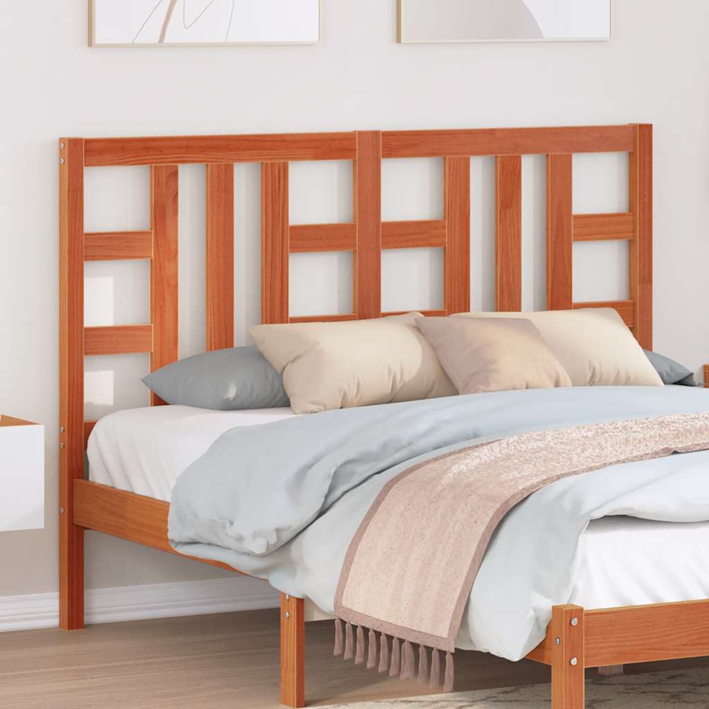 Headboard Wax Brown 135 Cm Solid Pine Wood