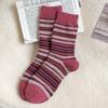 New Autumn Winter Warm Thick Stripes Socks for Women's Color Contrast Imitation Mink Plush Sweet Fluffy Socks Dropshipping