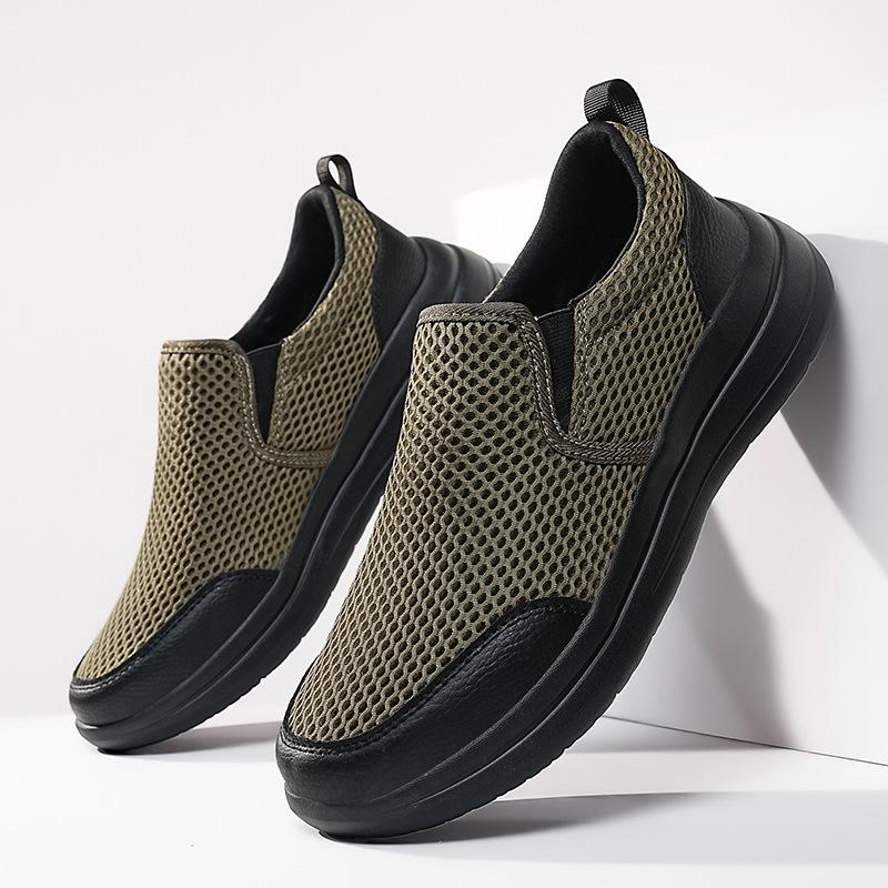 

Men s shoes large size foot cover lazy shoes solid color breathable mesh casual shoes summer lightweight platform sports shoes 48