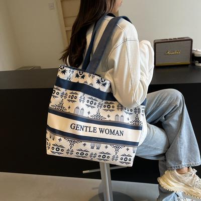 Modische bedruckte Umhängetasche Damen 2025 neue Eimer-Tasche mit großer Kapazität Nischen-Retro-Tasche mit großer Kapazität tragbare Tragetasche