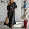 Fashion Summer Spring Solid Color Print Short Sleeve Casual Dresses