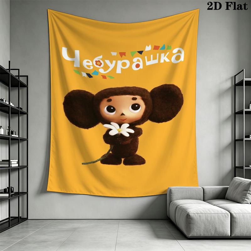 Cheburashka Wall Tapestry Aesthetic Wall Hanging Printed Fabric Blanket Decorative Tapestries for Bedroom Living Room Home Decor