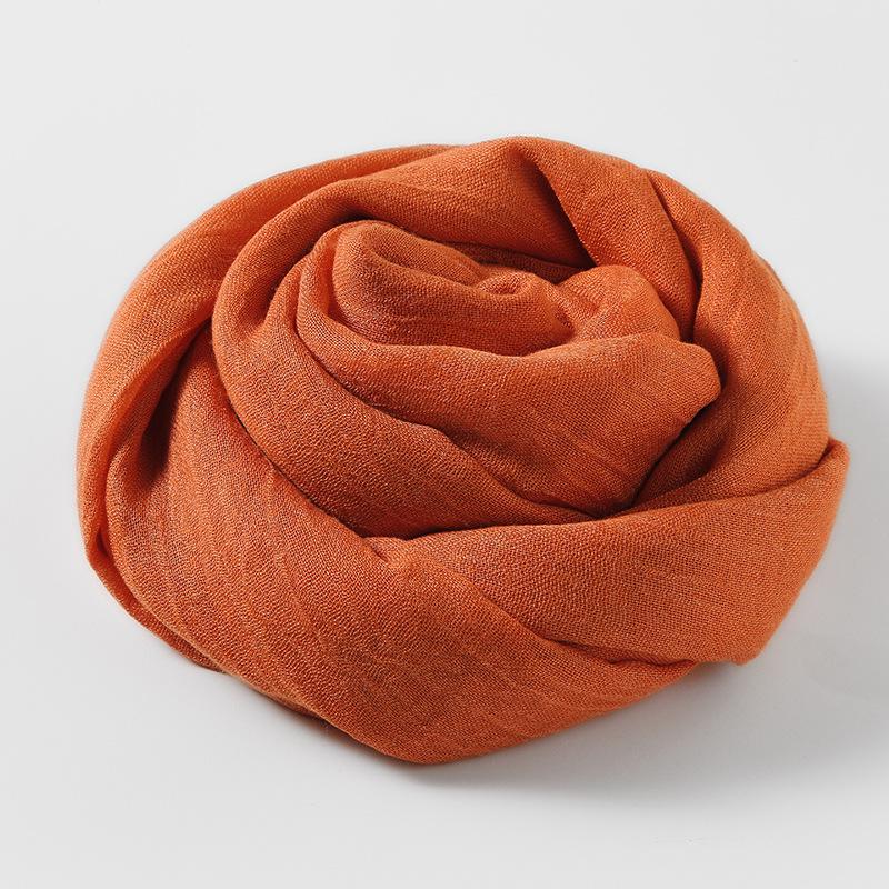 Women's Cotton Linen Artistic Solid Color Silk Scarf, Sun Protection Beach Neck Scarf, Japanese Style Long Gauze Scarf