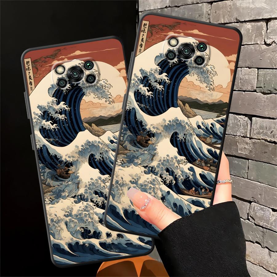 Funda Phone Cover Case for Xiaomi Poco F8 X3 X4 X5 X7 Pro C71 C75 C61 F3 M5 C50 M3 M4 M7 F1 Cartoon Wave