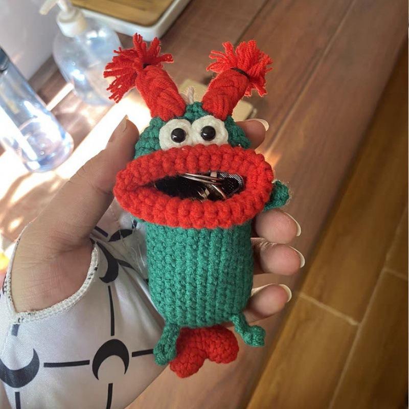 Hand-Crocheted Car Key Fob Cover, Big Mouth Key Protector, Cute Yarn Keychain for Car Keys, Unique Handmade Gift Car Key Cases