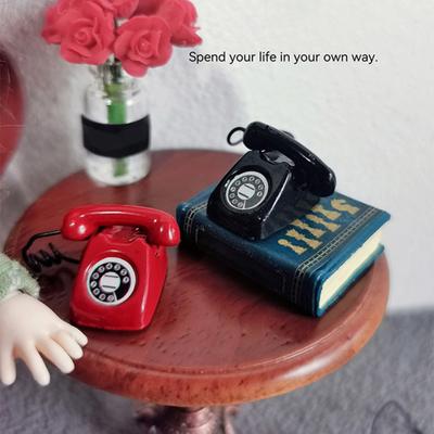 Mini Telefon Modell Puppenhaus Miniatur Retro Legierung Festnetz Festnetz Telefon