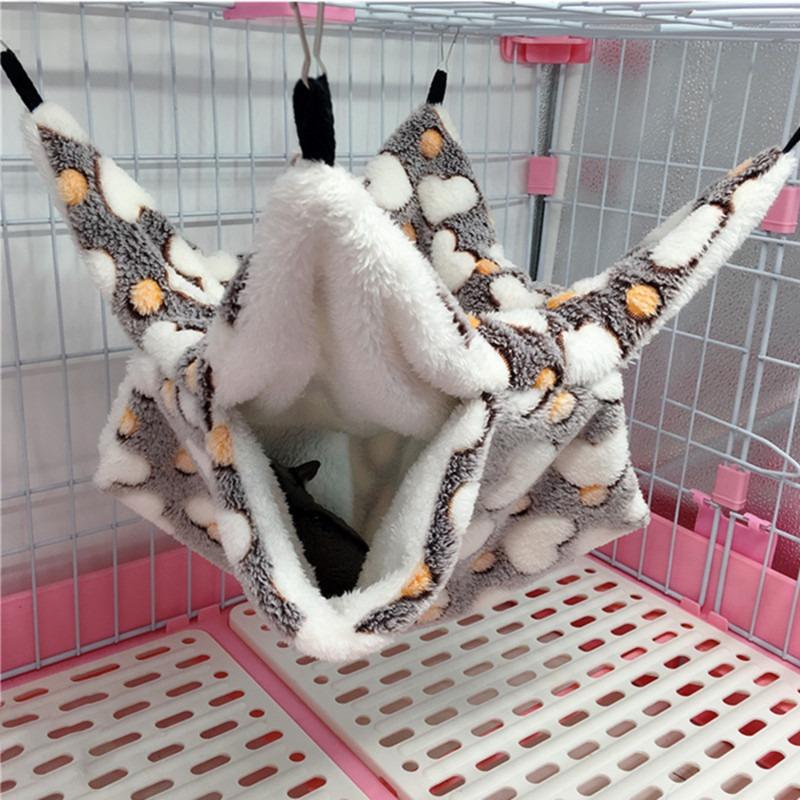 Double Layer Plush Pet Hammock Warm Hanging Bed For Hamster Squirrel Chinchilla Small Pet Winter House