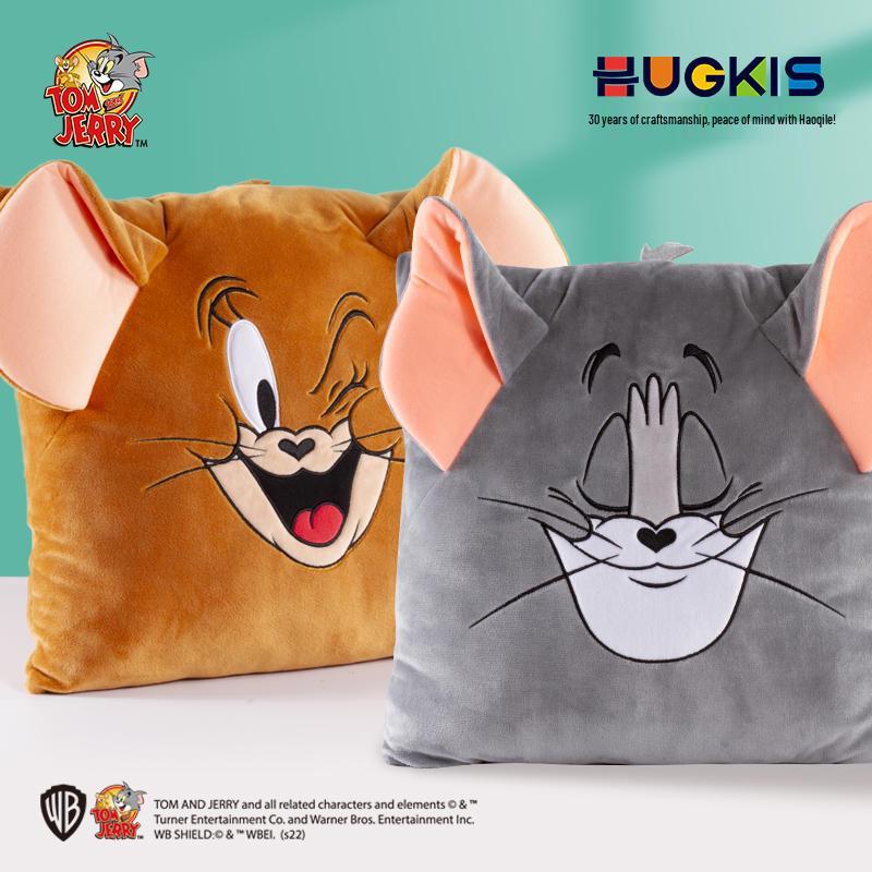 Tom and Jerry Plush Nap Pillow: Cute Cartoon Tom Cat & Jerry Mouse Cushion for Kids