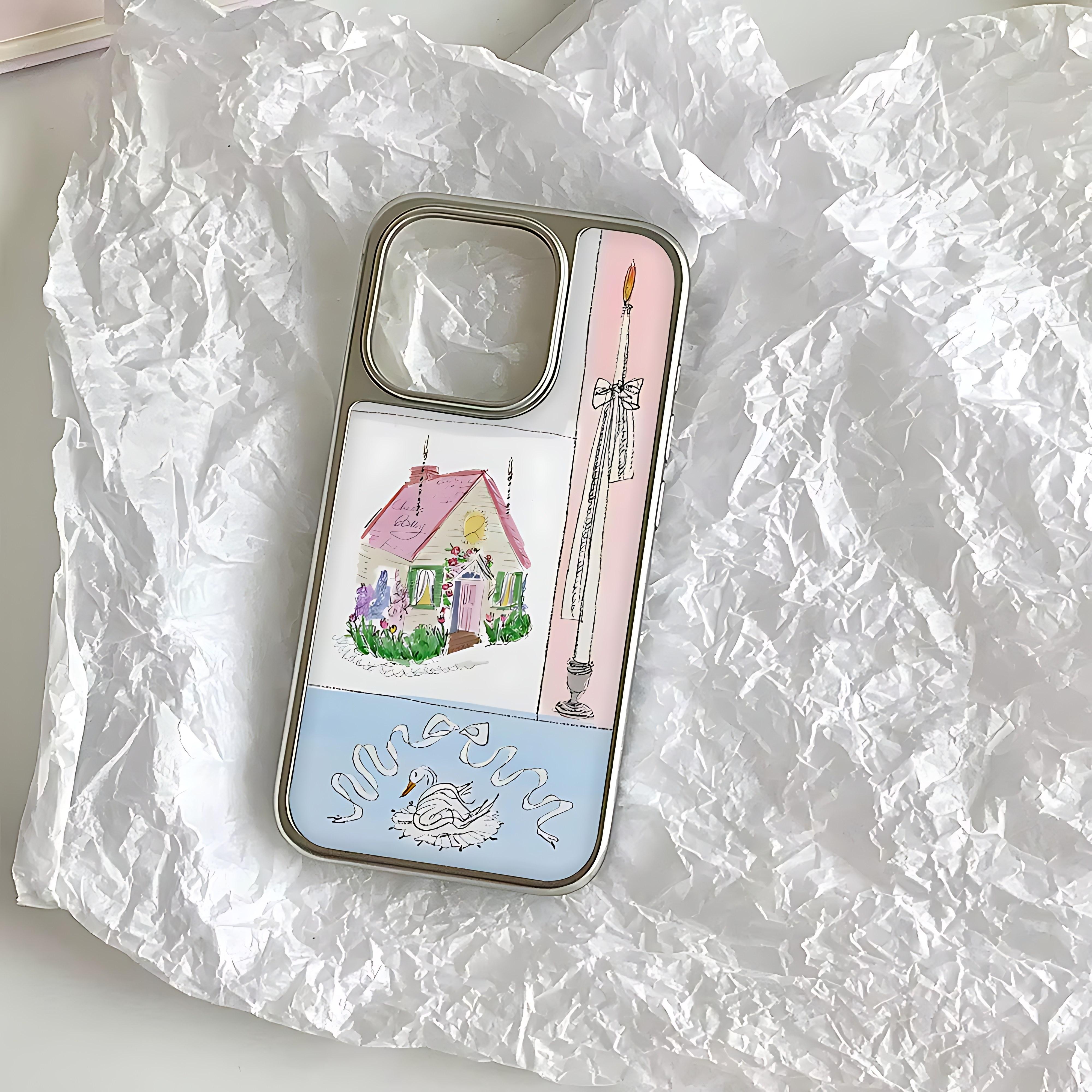 

Gentle Girl Heart Candlelight House Phone Case for iPhone 17 16e 16 15 14 13 12 11 Air Pro Max X XR 8 7 Plus Luxury Clear Cover iPhone 11