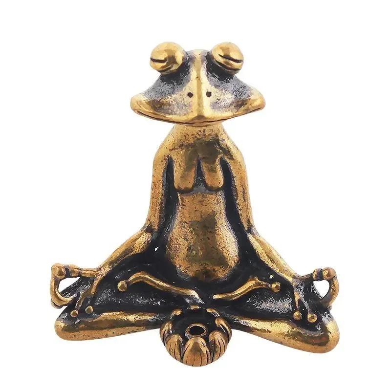 

Буддизм лягушка фигурка умиротворение медитация морские украшения антикварная медь мифическое животное миниатюра домашнее украшение ремесла 4.9x5.1cm