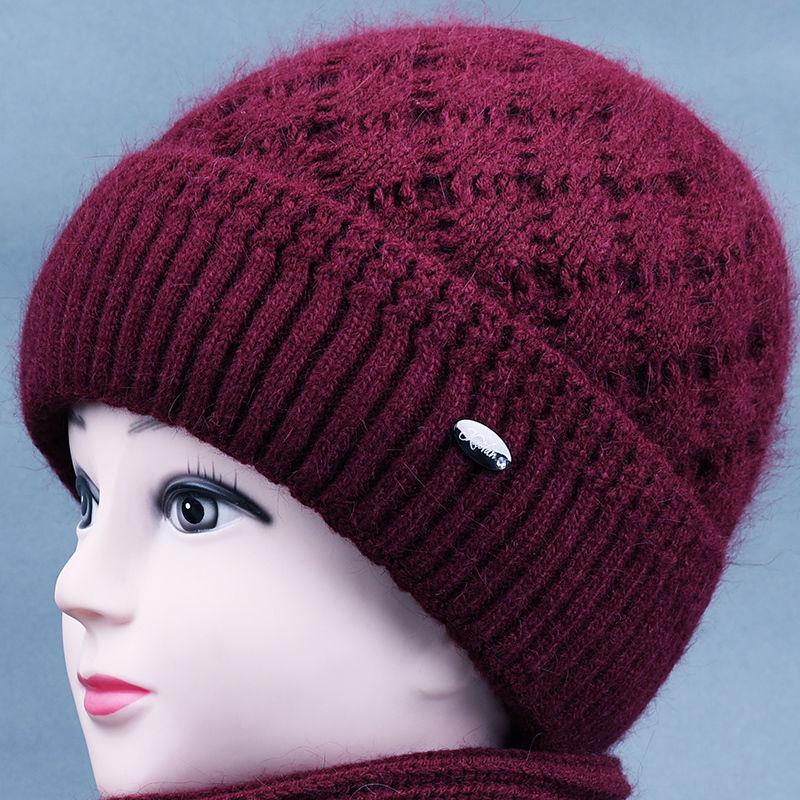 Winter Women Hat Plush Knitted Windproof Earmuffs Hats Outdoor Wool Thick Warm Woolen Caps Middle-aged and Elderly Hat