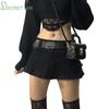 Goth Micro Skirts Low Rise Black Pocket Patchwork Skirt Aesthetic Outfit Vintage Harajuku Streetwear Style