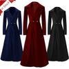 Cross-Border New Long Trench Coat for Women, Over the Knee and Ankle-Length, 2023 Autumn and Winter Trendy New Style, Elegant Women's Velvet Coat