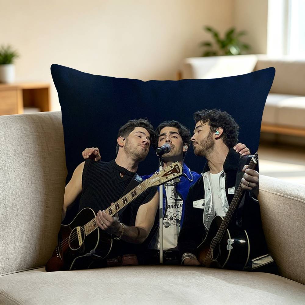 P-Pop Rock Trio Band J-Jonas Brothers Square Double-Sided printed Pillow Case Bedroom Bedside Pillow Sofa Cushion Cover