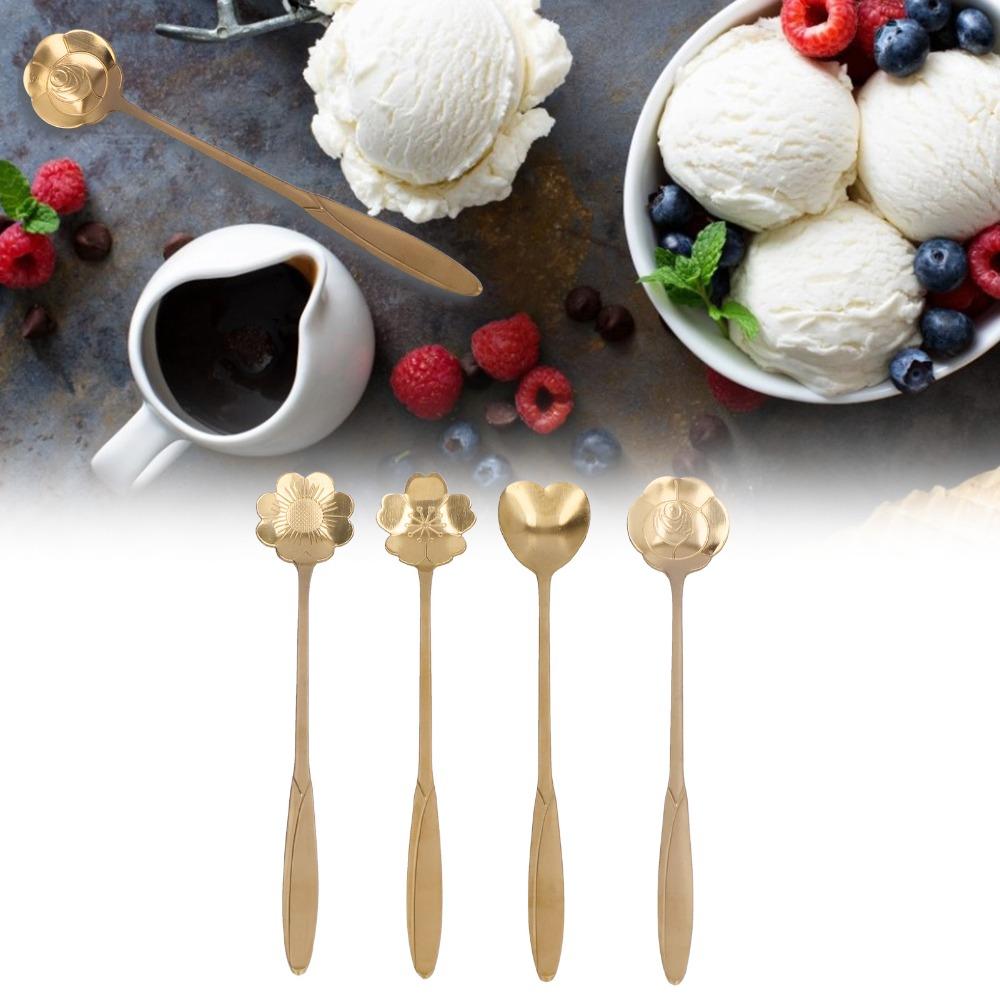 4Pcs Multi-color Coffee Mixing Spoon Rustless Steel Dessert Spoon Beverage Stirrer Afternoon Tea