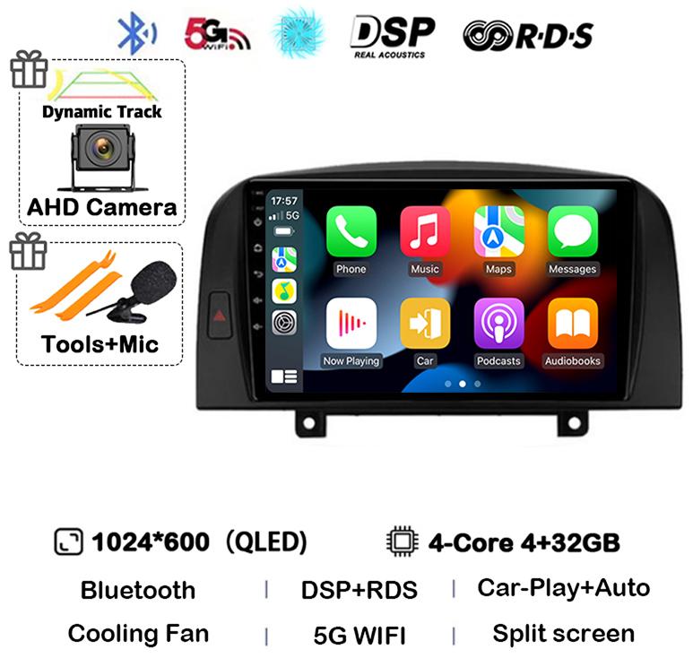 Android 14 Carplay 4G+WIFI Car Radio For Hyundai SONATA NF 2004 2005 2006 2007 2008 GPS Autoradio Multimedia Video Player Stereo