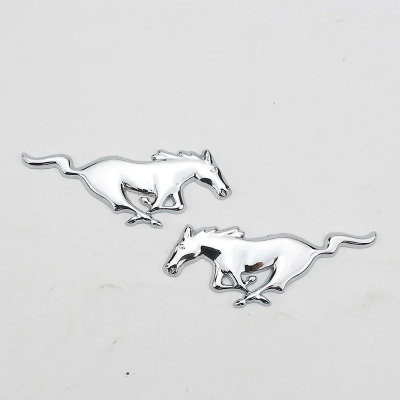 GDZJ3 2PCS 7.5/11CM Metal Car Side Badge Running Horse Sticker for Ford Mustang Shelby F150 Fiesta Focus Ecosport Edge Escape Explorer