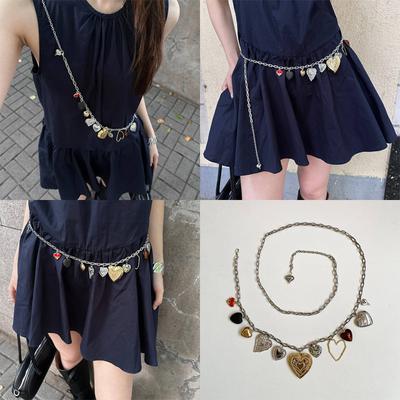 Y2K Cool Waist Chain Adjustable Length Heart Pendant Design Unisex Waist Accessory For Teens Casual and Party Wear