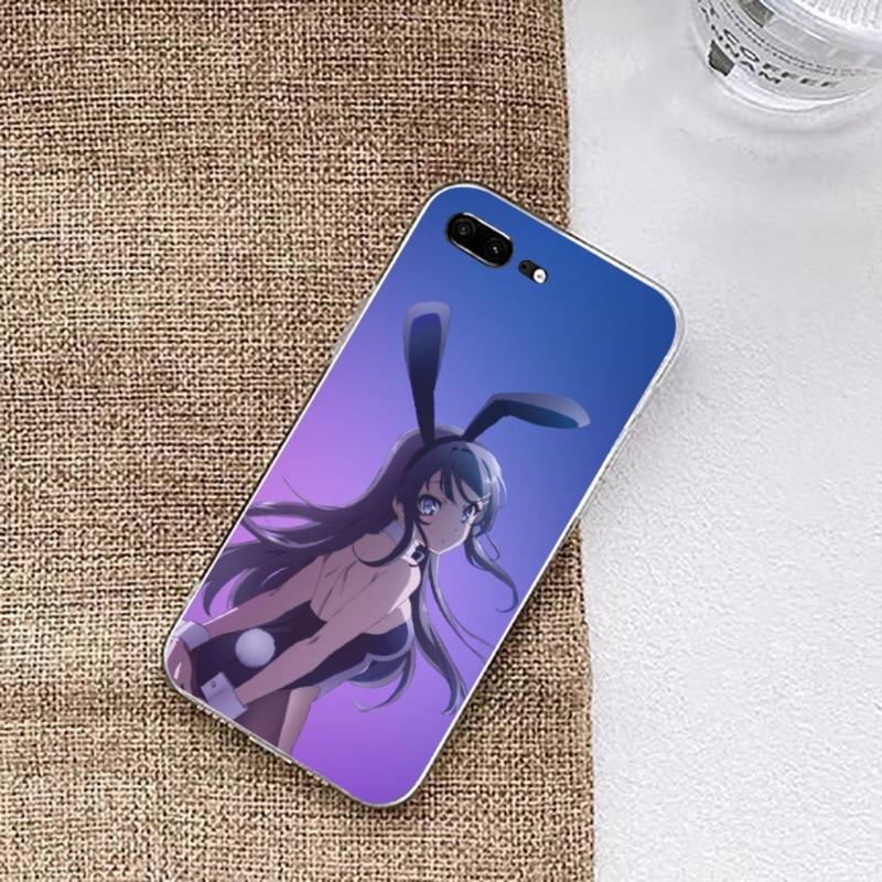 

Аниме Май Сакурадзима Девушка Чехол для телефона Для Huawei P50 P40 P30 Pro Mate 40 30 Pro Nova 8 8i Y7P Honor Прозрачная накладка на телефон Honor 9C