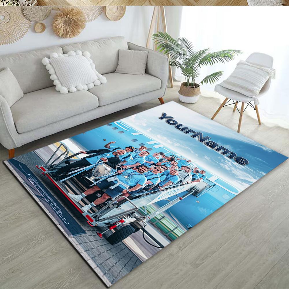 Manchester City Customized Name Area Rug Perfect for Entryway Hallway Decorate room Playrooms Anti-slip Rug Anime Office Decor Birthday/Christmas Gift
