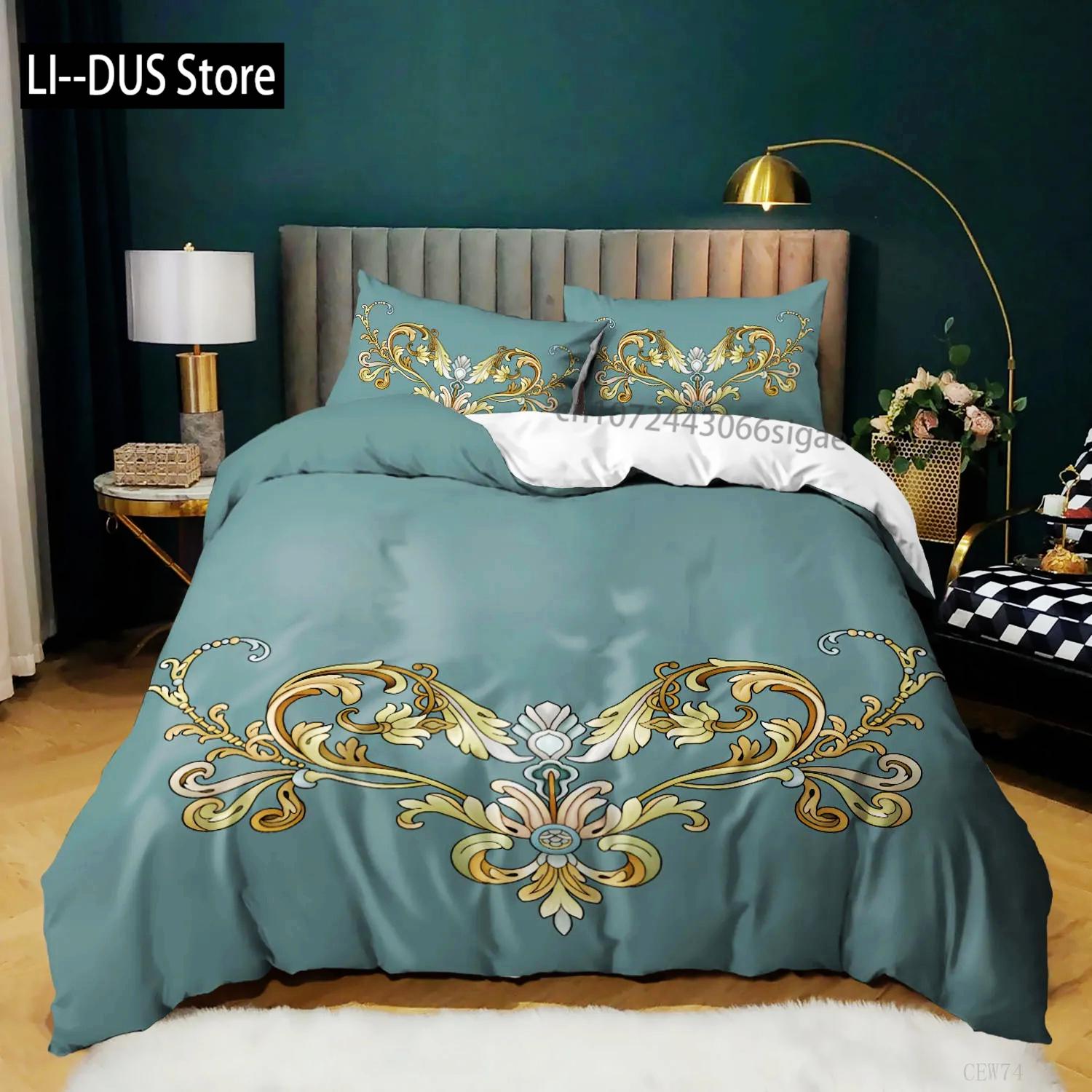 

Comforter Luxury Simple Soft Comfortable Floral Print Green White 3 Piece Bedding Set Full/Queen/King Size Comforter (quilt)-EU Single(135*200cm)3pcs