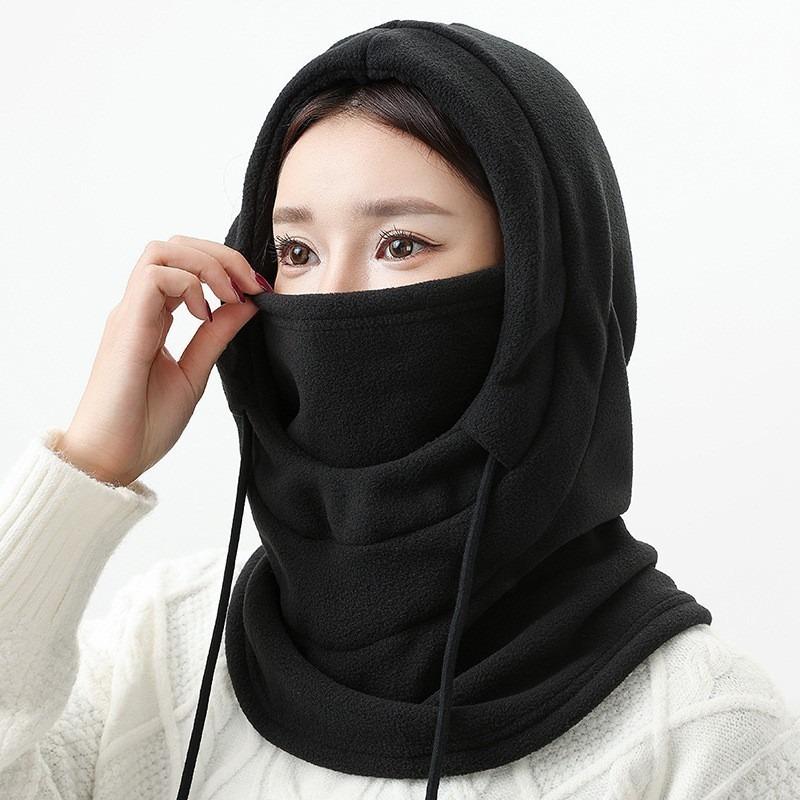 Balaclava d'hiver Capuche en tricot Unisexe Masque chaud coupe-vent avec cordon de serrage Casque de moto pour le ski et le froid Bonnet chaud en tricot