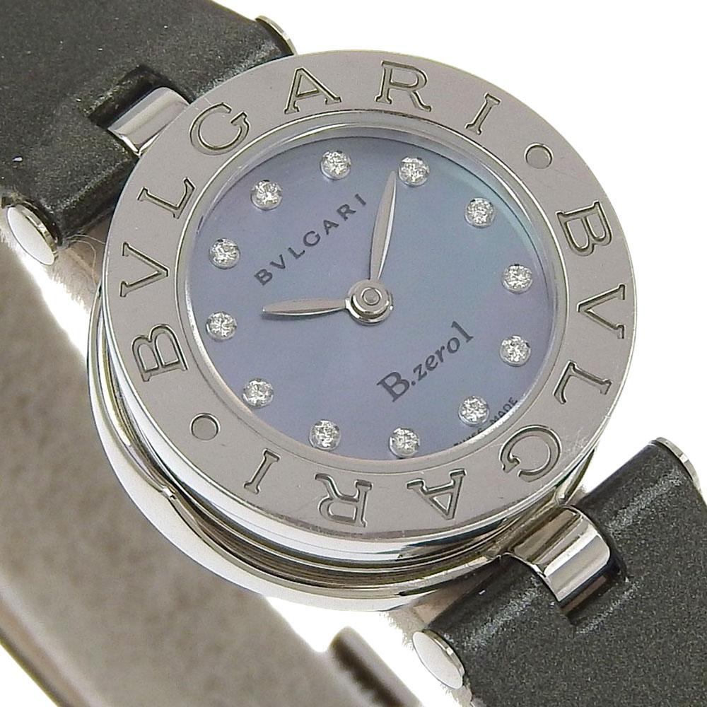 BVLGARI Bzero1 Watches BZ22S B zero one 12P diamond Blue shellDial Stainless Steel/leather Quartz Analog display Women Used