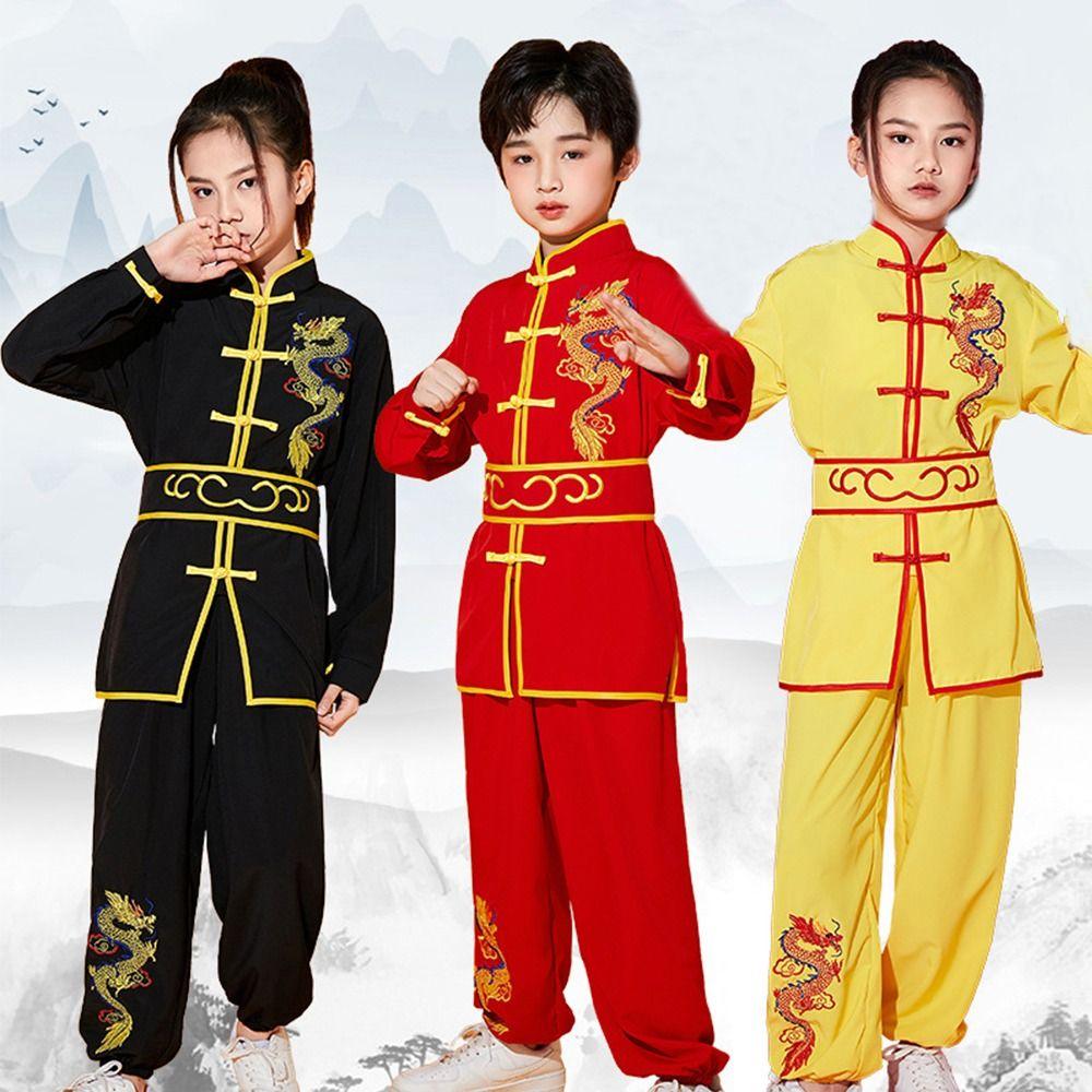 Chinese Traditional Wushu Costume with Belt Wushu Performance Kungfu Uniform Long Sleeves Traditional Perform Outfits