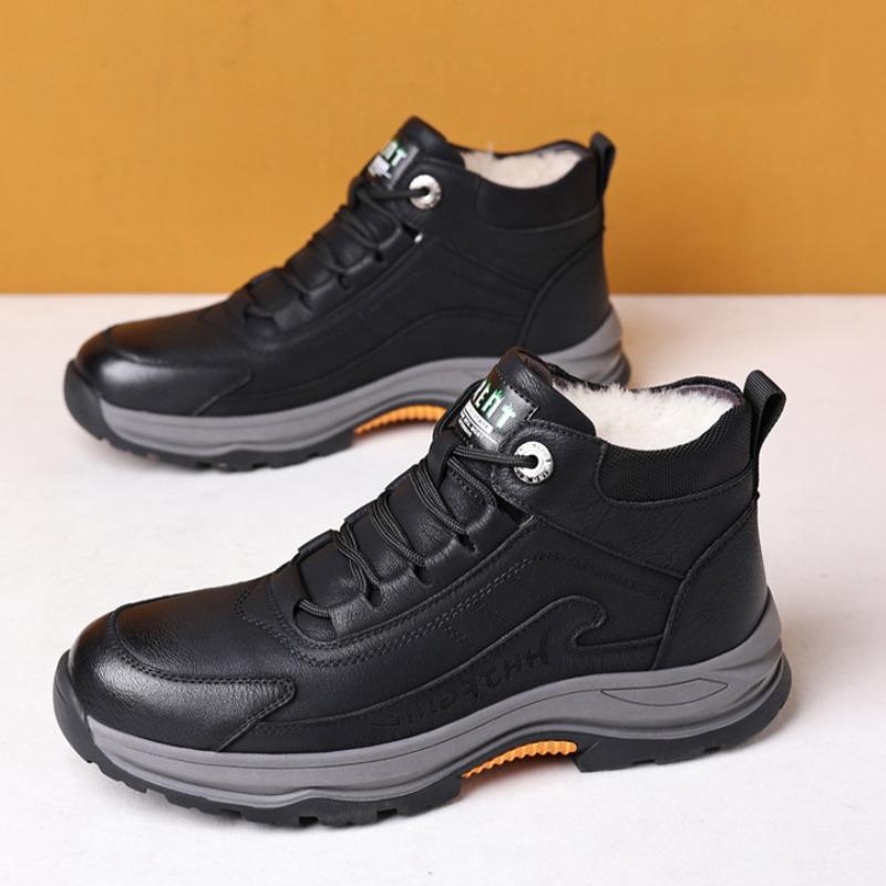 

Модные зимние теплые шерстяные ботинки для мужчин, дизайнерские повседневные высокие кроссовки из мягкой подошвы, модные однотонные хлопковые туфли на платформе для мужчин 38