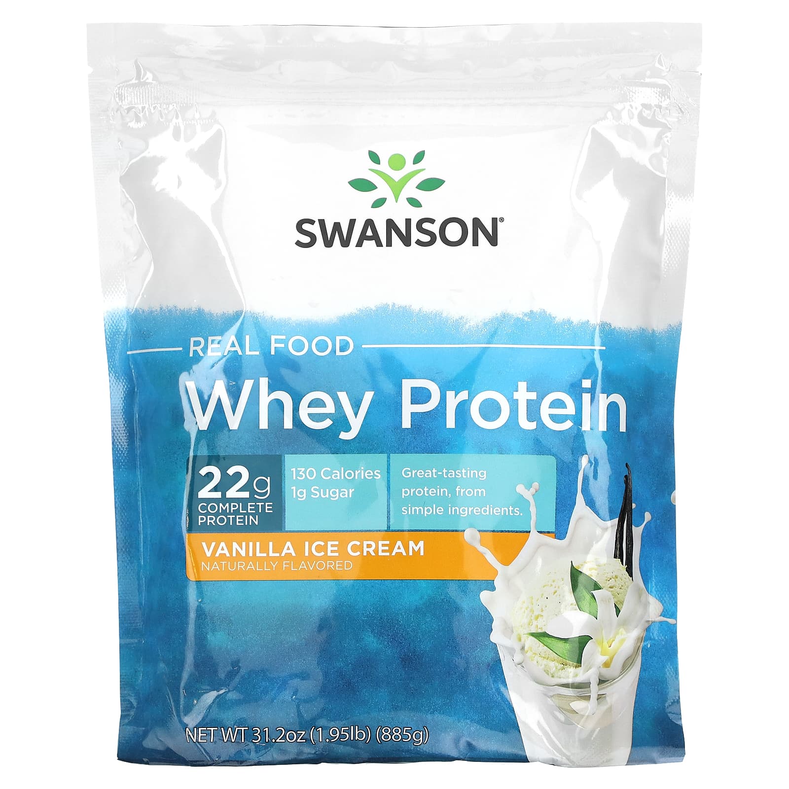 

Swanson, Whole Foods Whey Protein, Vanilla Ice Cream, 1.95 lb (885 g)
