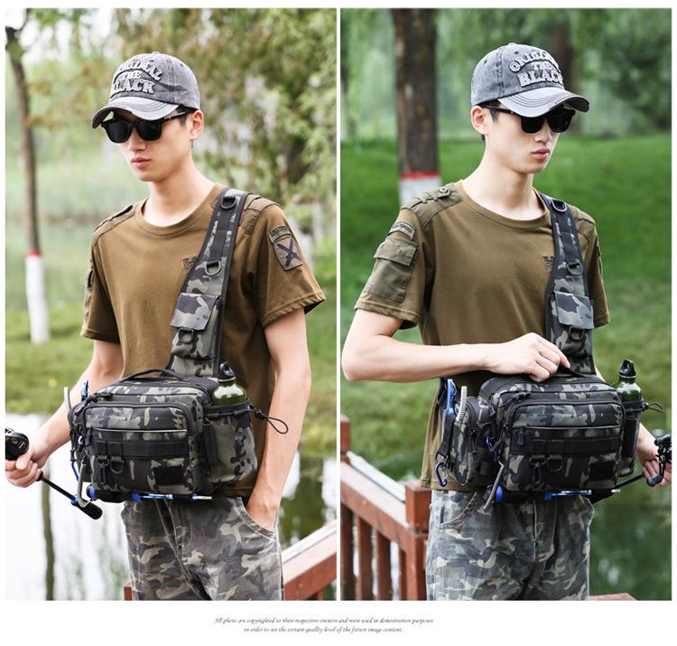 Multifunctional Fishing Waist & Crossbody Bag with Large Capacity for Rods and Tackle