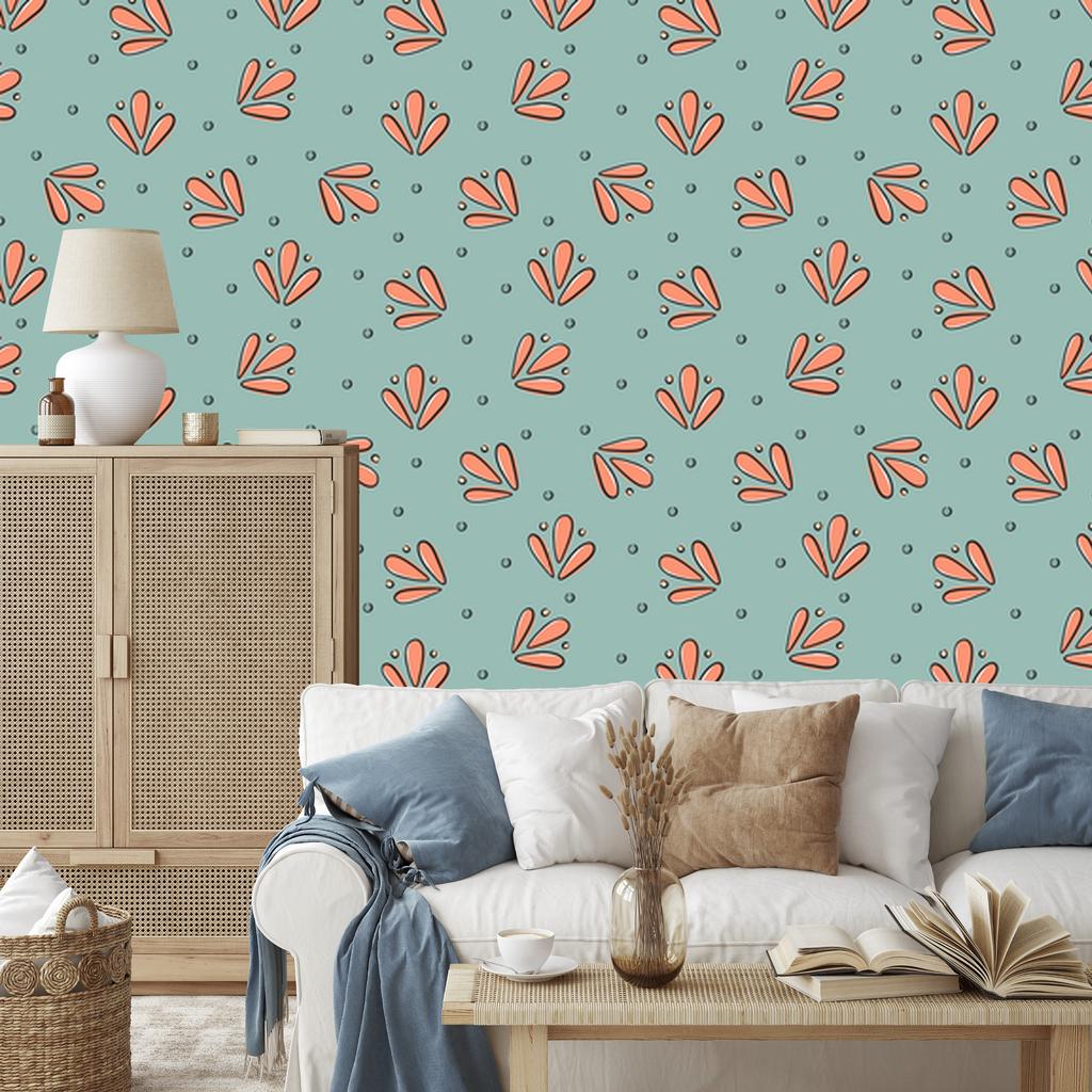 Wallpaper Tiny Flowers Sea, Gray and Orange 50x1000