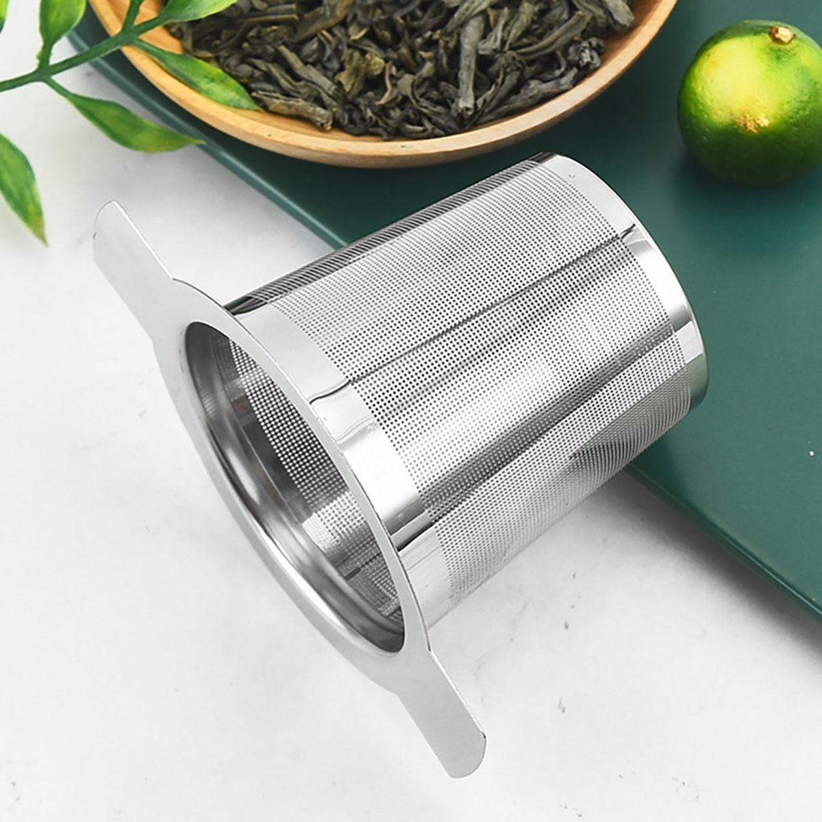 

1 шт. Чайник-инфузор из нержавеющей стали с двойными ручками и крышкой, фильтр для кофе с мелкой сеткой, подвесной заварник для рассыпного чая, кухонный белый