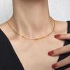 Collier Chaîne Boîte en Or 18K avec Perle à Clip - Ne se décolore pas, Court, Simple, Cadeau Polyvalent pour Femmes