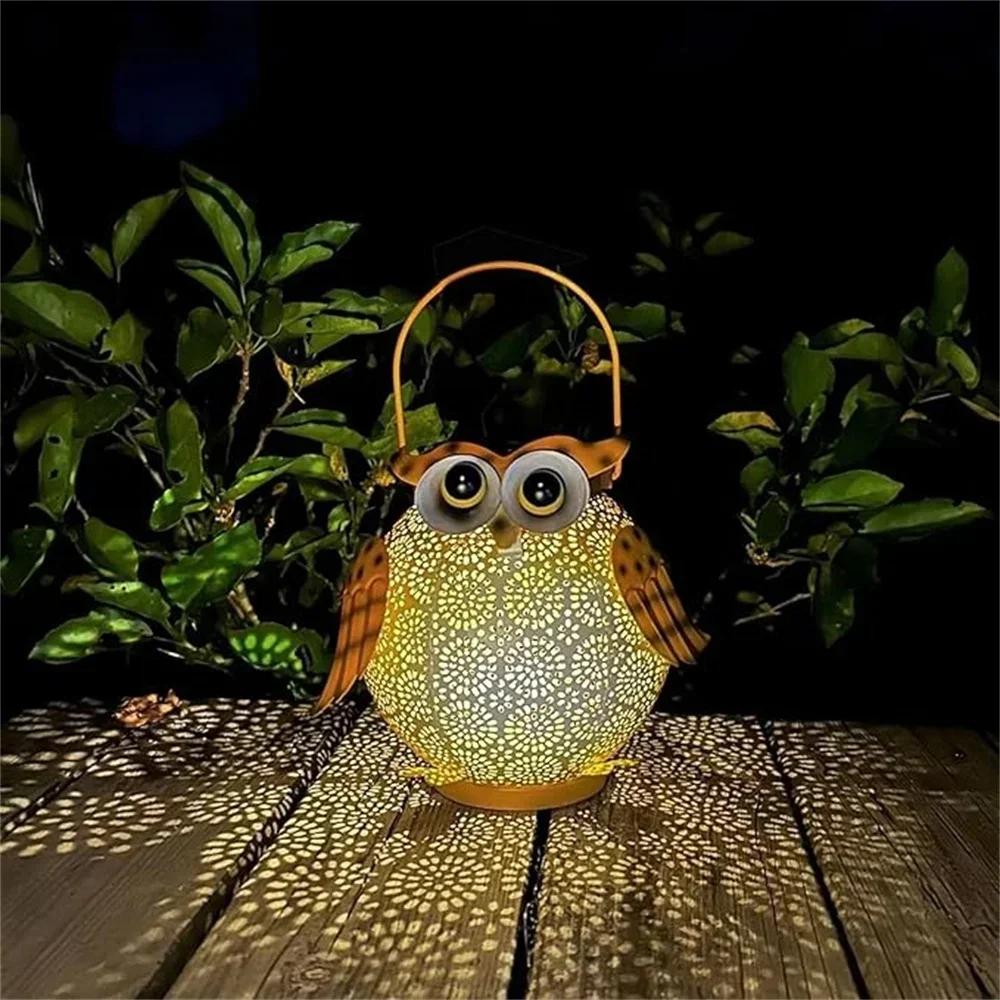 Solar Owl Hanging Lanterns Garden Light Waterproof Metal Decorative Solar Lantern Lights for Outdoor Patio Yard Table Pathway