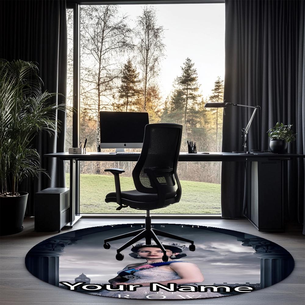 Custom Name The Crown Printed Round Rug Carpet Chair Rug Area Rug Entryway Doormats,for Office Chair Living Room Bedroom Kitchen Room.